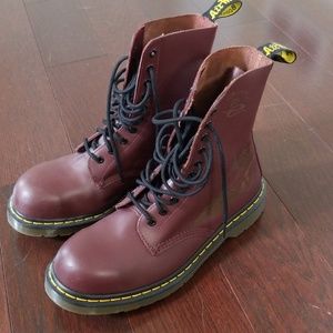 Doc Marten Boots - Burgundy with embossed design